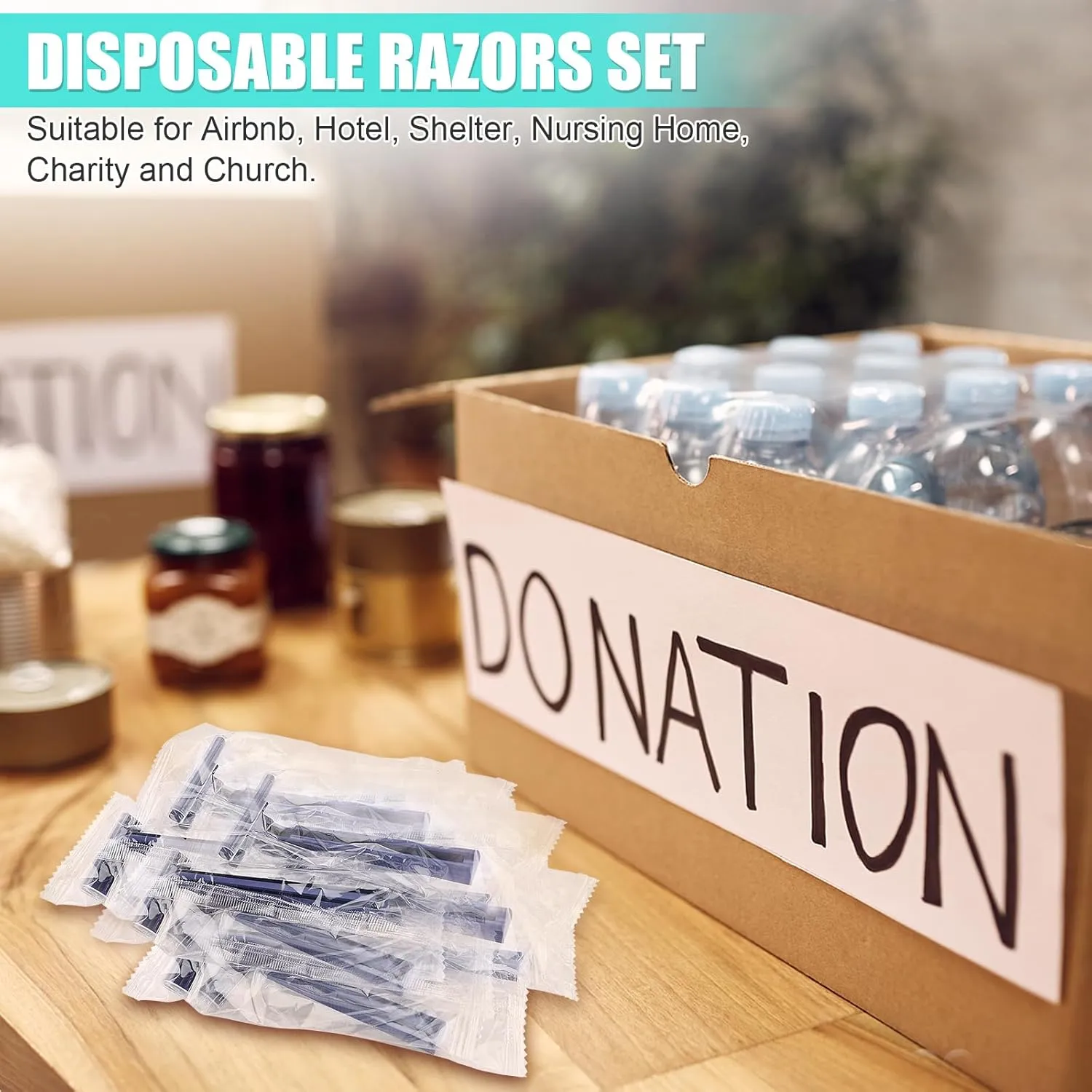 Disposable Razors Bulk for Men 100 Pack, Homeless Supplies Bulk, Twin Blade Mens Travel Supply Razor for Shaving, Safety Beard Shavers for Camping Bathing Hotel (Blue)