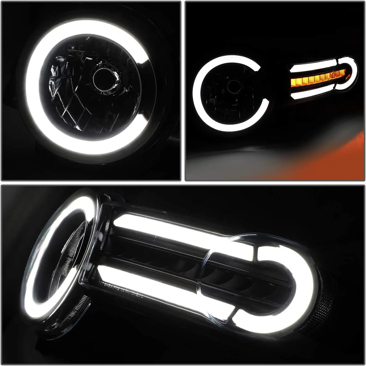 DNA MOTORING HL-LB-FJC07-BK-SM-CL1 Smoke Lens Headlights With LED DRL   Sequential Signal Compatible with 07-14 FJ Cruiser