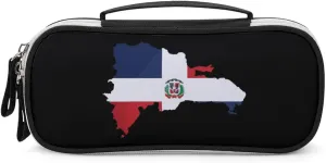 Dominican Republic Map Flag Portable Pencil Pen Case Small Cosmetic Bag Womens Makeup Pouch Pencil Bags