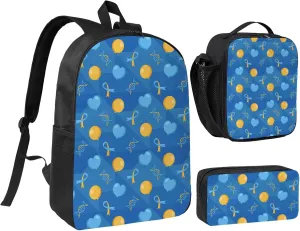 Down Syndrome Awareness Day Backpack Set Lightweight Laptop Backpack Lunch Bag with Pencil Case for Women Men Travel Work