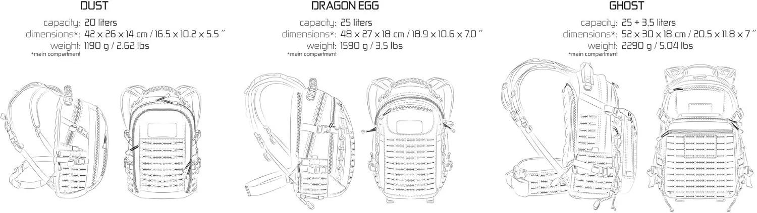 Dragon Egg Mk II Tactical Backpack Shadow Grey 25 Liter Capacity