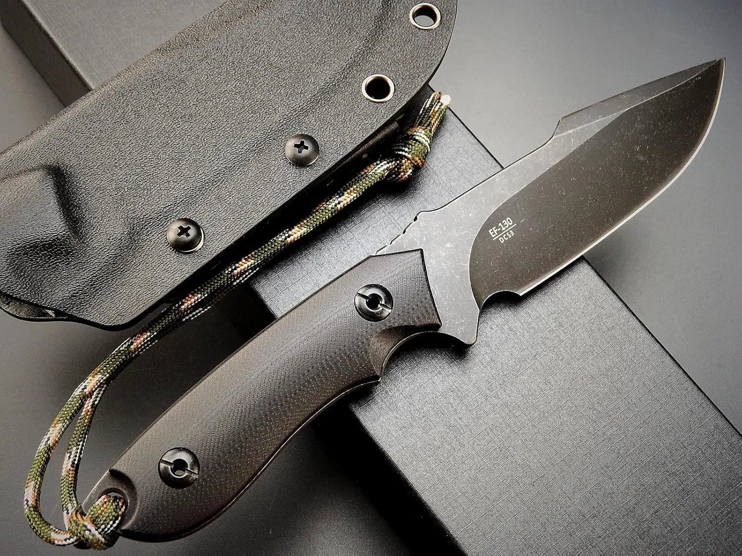 Eafengrow EF130 Fixed Blade Knife, DC53 Steel Blade,G10/Micarta Handle Full Tang EDC Fixed Knifes Straight Knife for Working Camping Hunting Field Adventure Survival