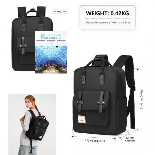 EB2211 - Kono Casual Daypack Lightweight Backpack Travel Bag - Black