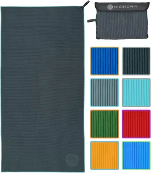 ECCOSOPHY Microfiber Beach Towel – Quick Dry, Highly Absorbent, Lightweight – Ideal for Travel, Pool, Yoga, Fitness & Outdoor Adventures – 71x35 Charcoal