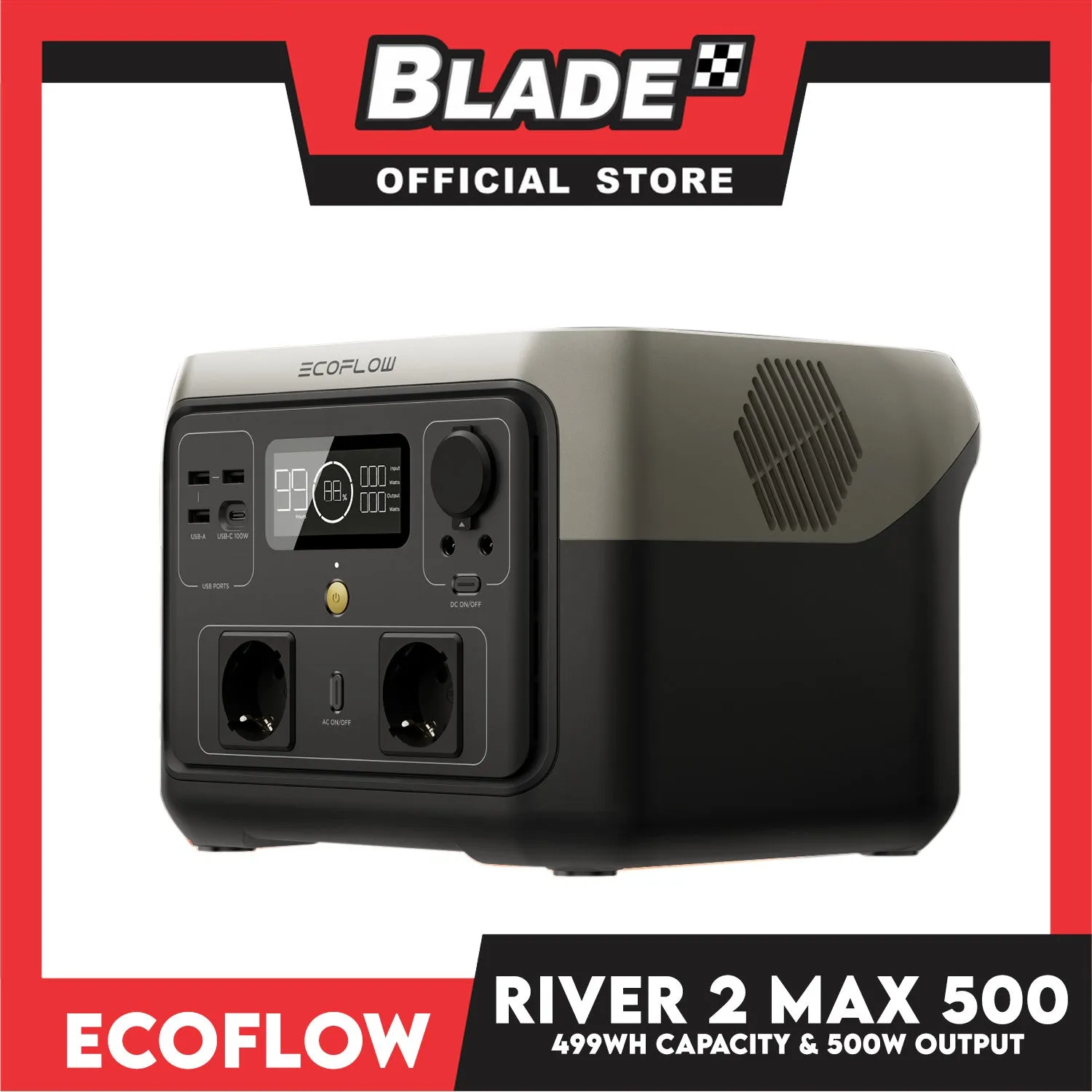 Ecoflow River 2 Max 500 Portable Power Station 499Wh 500W