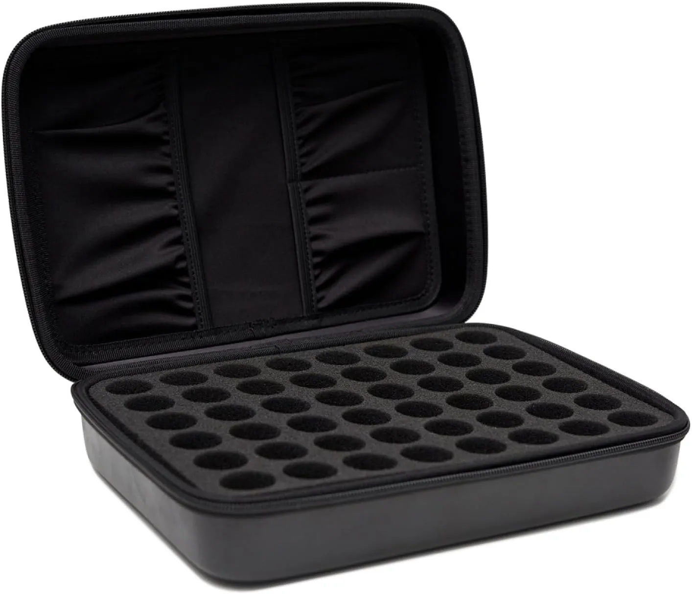 Edens Garden Essential Oil Carrying Case – Portable Travel Organizer Holds 48 Bottles (5 ml, 10 ml & Roll-Ons) – Hard Shell Zipper Storage Bag with Handle for Aromatherapy Accessories - Black
