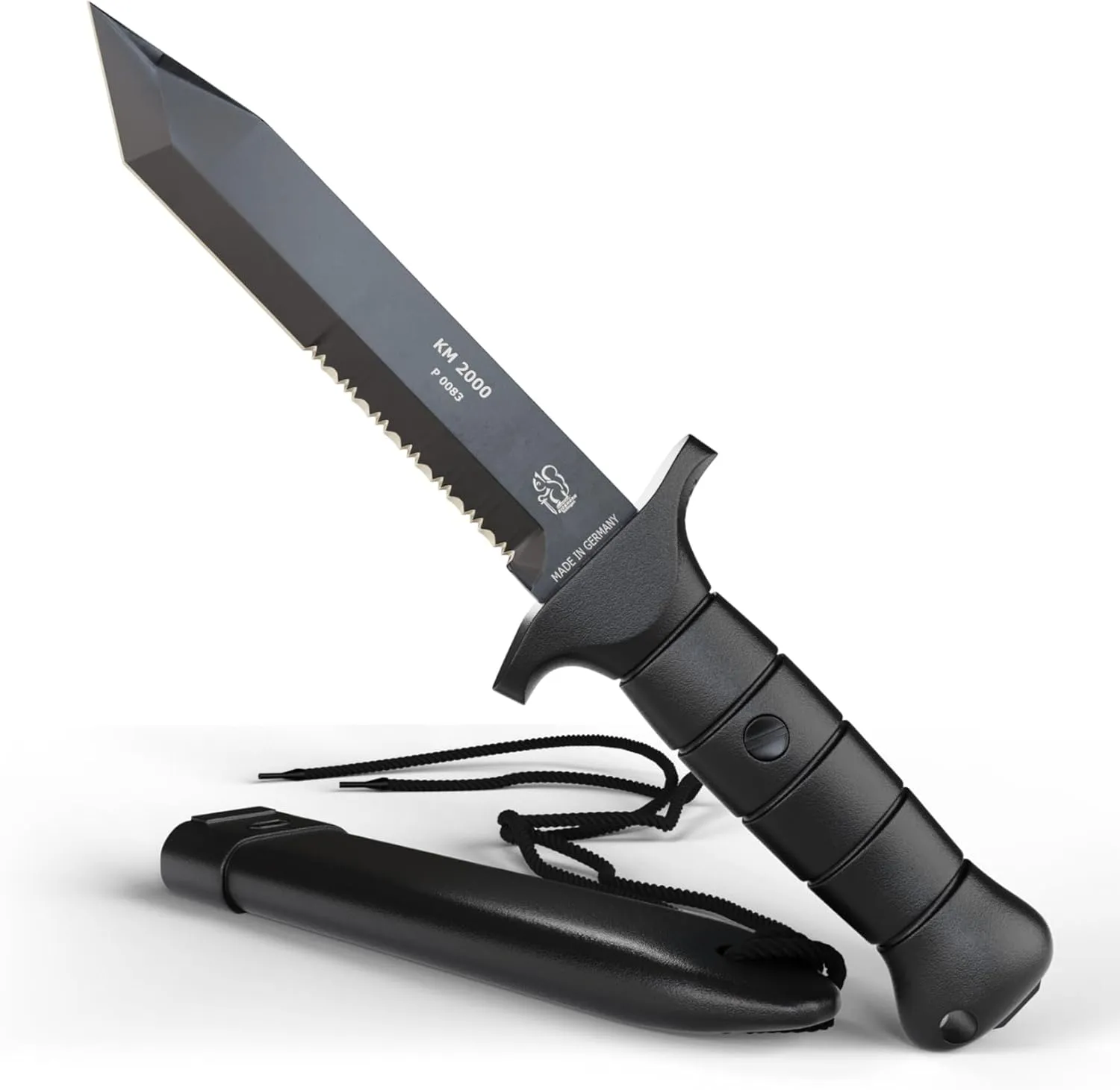 Eickhorn, Made in Solingen, German Handmade Tactical Fixed Blade Knife with 7 Inch Tanto serrated edge - Böhler Steel, HRC 57, Rust free, Outdoor knife for Survival Hunting with sheat