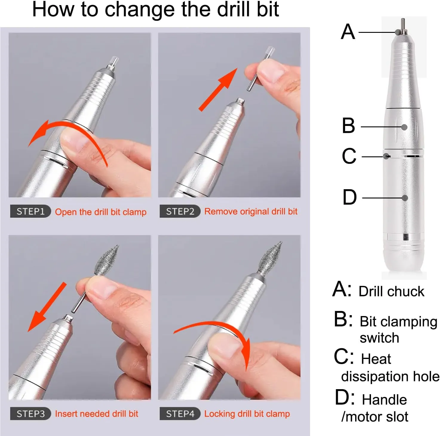 Electric 45000RPM Nail Drill Machine Rechargeable Portable Nail File Electric DIY Nail Drill Kit with Smart LCD Screen for Gel Nail Manicure and Pedicure Reflective Body etc(Dazzle)