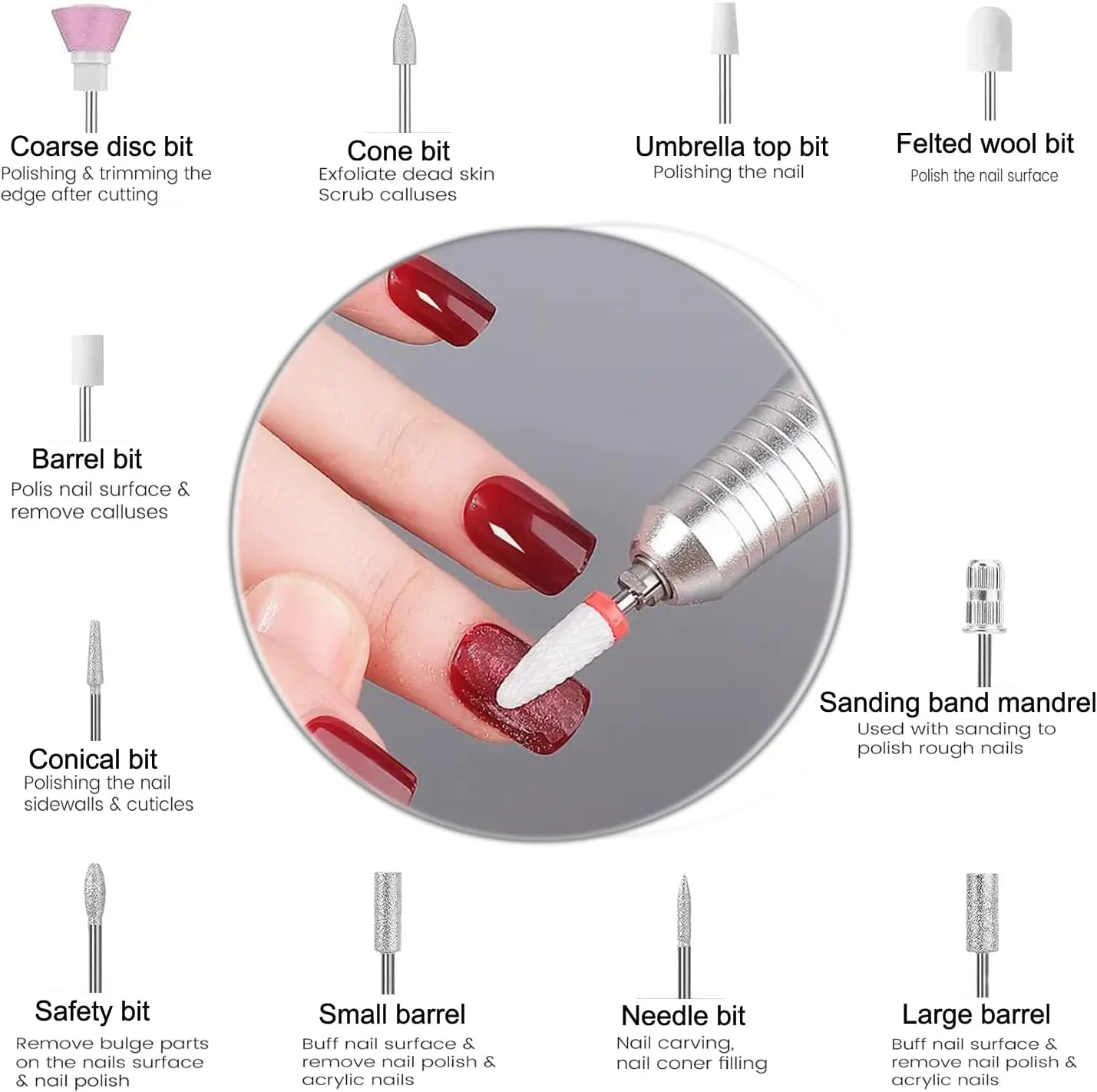 Electric 45000RPM Nail Drill Machine Rechargeable Portable Nail File Electric DIY Nail Drill Kit with Smart LCD Screen for Gel Nail Manicure and Pedicure Reflective Body etc(Dazzle)