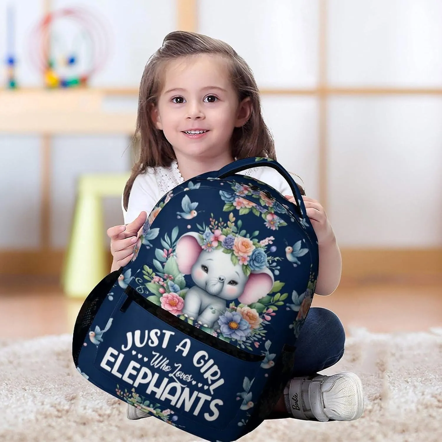 Elephant School Backpack for Kids Girls Boys, 16 Inch Cute Elephant Themed Bookbag, Personalized School Backpack for Students Children, sustainable, Lightweight, Large Capacity