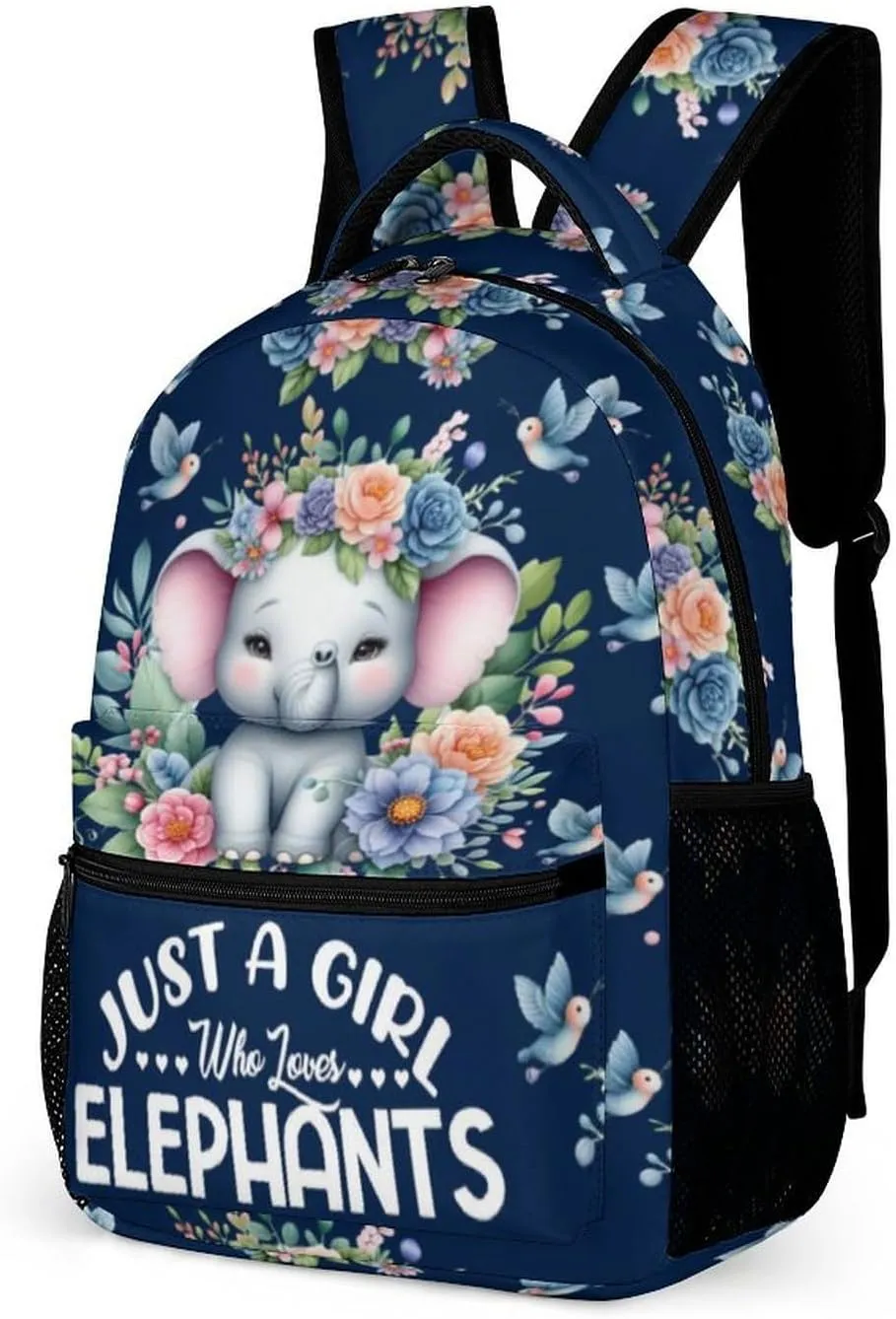 Elephant School Backpack for Kids Girls Boys, 16 Inch Cute Elephant Themed Bookbag, Personalized School Backpack for Students Children, sustainable, Lightweight, Large Capacity
