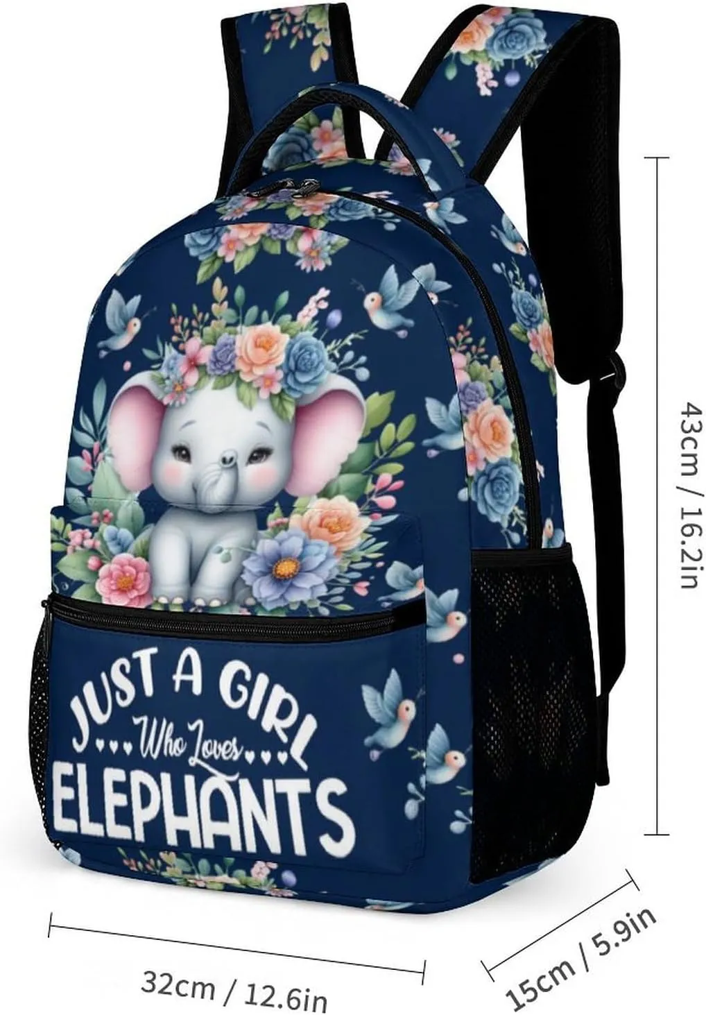 Elephant School Backpack for Kids Girls Boys, 16 Inch Cute Elephant Themed Bookbag, Personalized School Backpack for Students Children, sustainable, Lightweight, Large Capacity