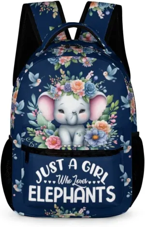 Elephant School Backpack for Kids Girls Boys, 16 Inch Cute Elephant Themed Bookbag, Personalized School Backpack for Students Children, sustainable, Lightweight, Large Capacity