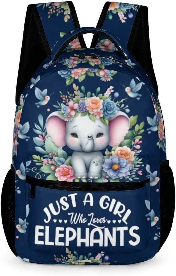 Elephant School Backpack for Kids Girls Boys, 16 Inch Cute Elephant Themed Bookbag, Personalized School Backpack for Students Children, sustainable, Lightweight, Large Capacity