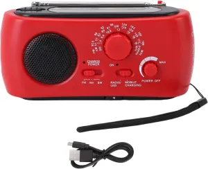 Emergency Hand Crank Radio with 3 LEDs, AM FM SW Solar Portable Radio Power Bank Function SOS Alarm, Portable Weather Radio USB Charged & Solar Power for Camping, Emergency