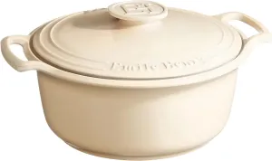 Emile Henry Made in France SUBLIME Ceramic 6 qt. Round Dutch Oven, Crème