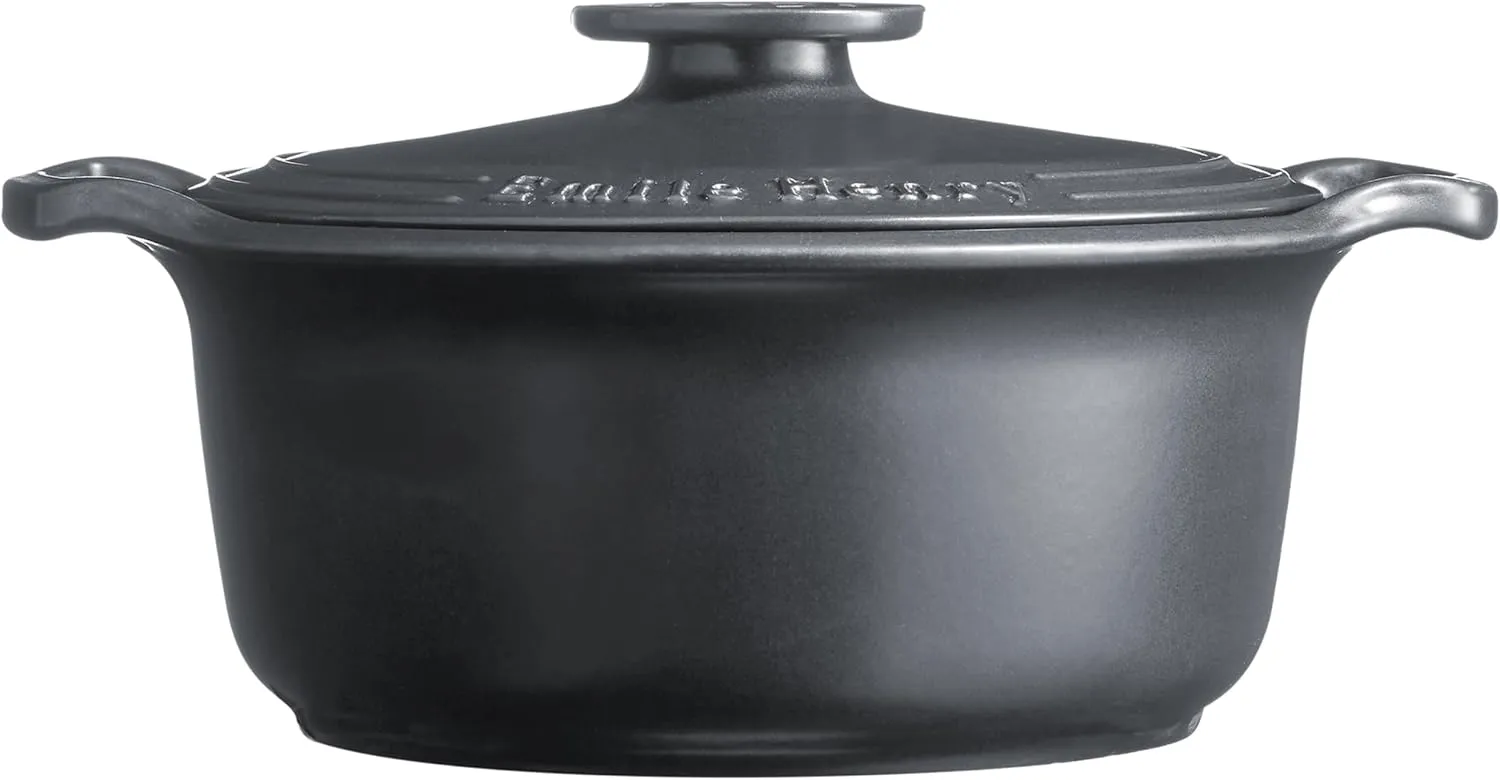 Emile Henry Made in France SUBLIME Ceramic 6 qt. Round Dutch Oven, Graphite