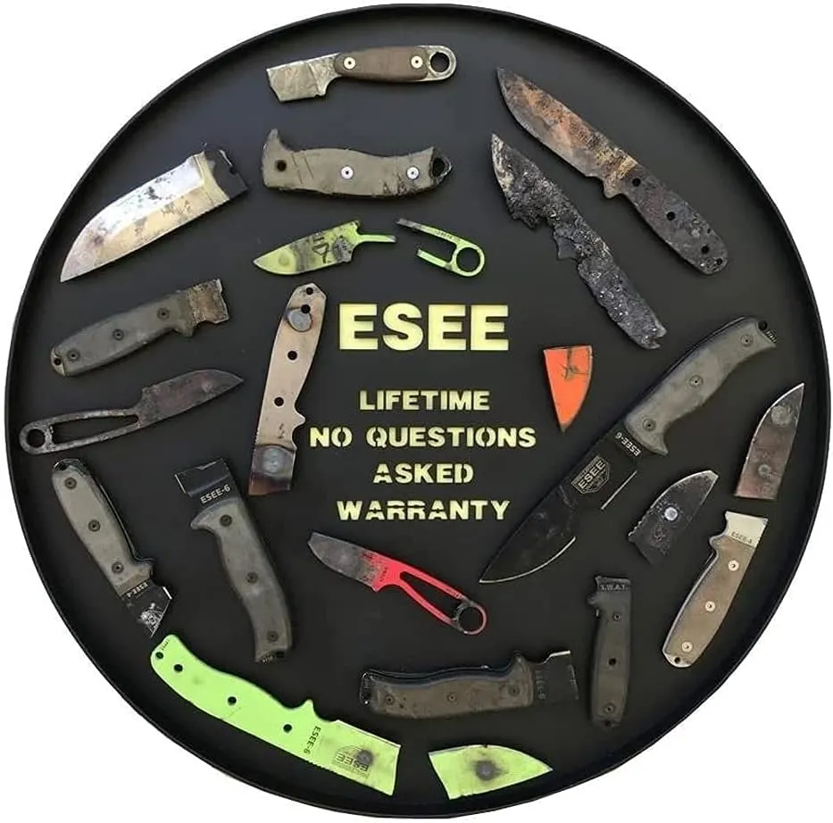 ESEE-3 Fixed Blade Knife, 3D Contoured Handle, 1095 Carbon Steel, Black Ambidextrous Sheath, Made in USA