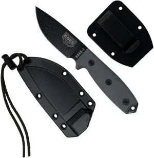 ESEE Knives Model 3P-B Fixed Blade Knife, Black Molded Polymer Sheath, Ambidextrous Belt Clip Plate