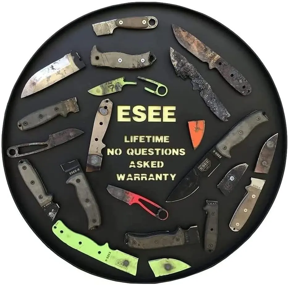 ESEE Knives Model 3P-B Fixed Blade Knife, Black Molded Polymer Sheath, Ambidextrous Belt Clip Plate