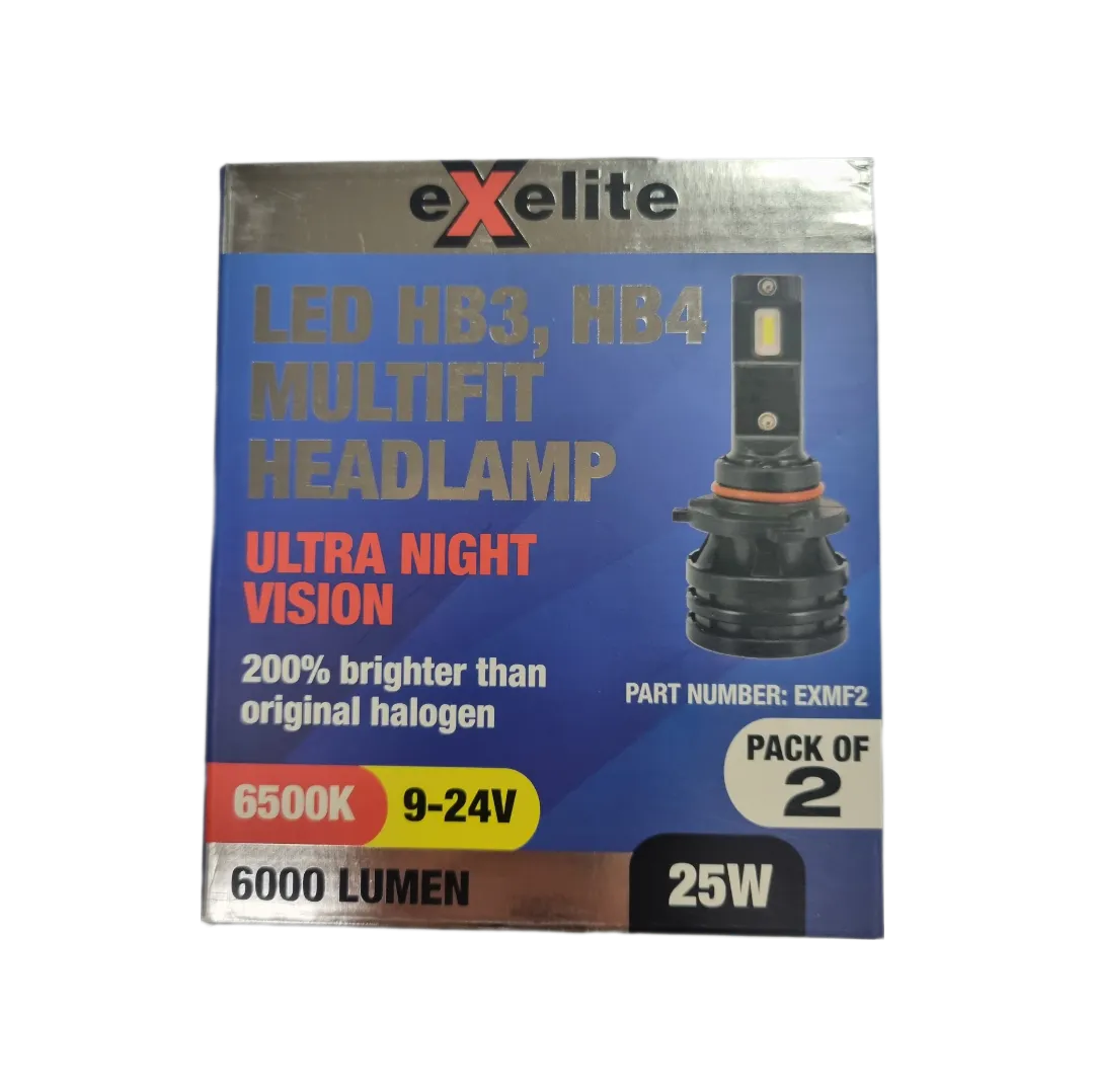 Exelite Multifit LED Headlamp Globes (HB3, HB4) - Pack of 2