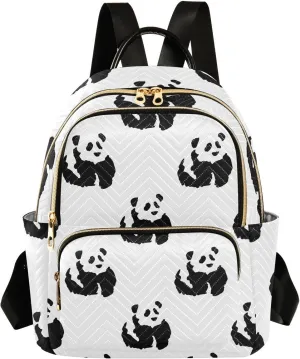 Exnundod Ink Painting Pandas Mini Backpack Purse for Women, Asian Chinese Art Travel Backpack Fashion Backpack Lightweight Shoulder Bag Small Casual Daypack, Small