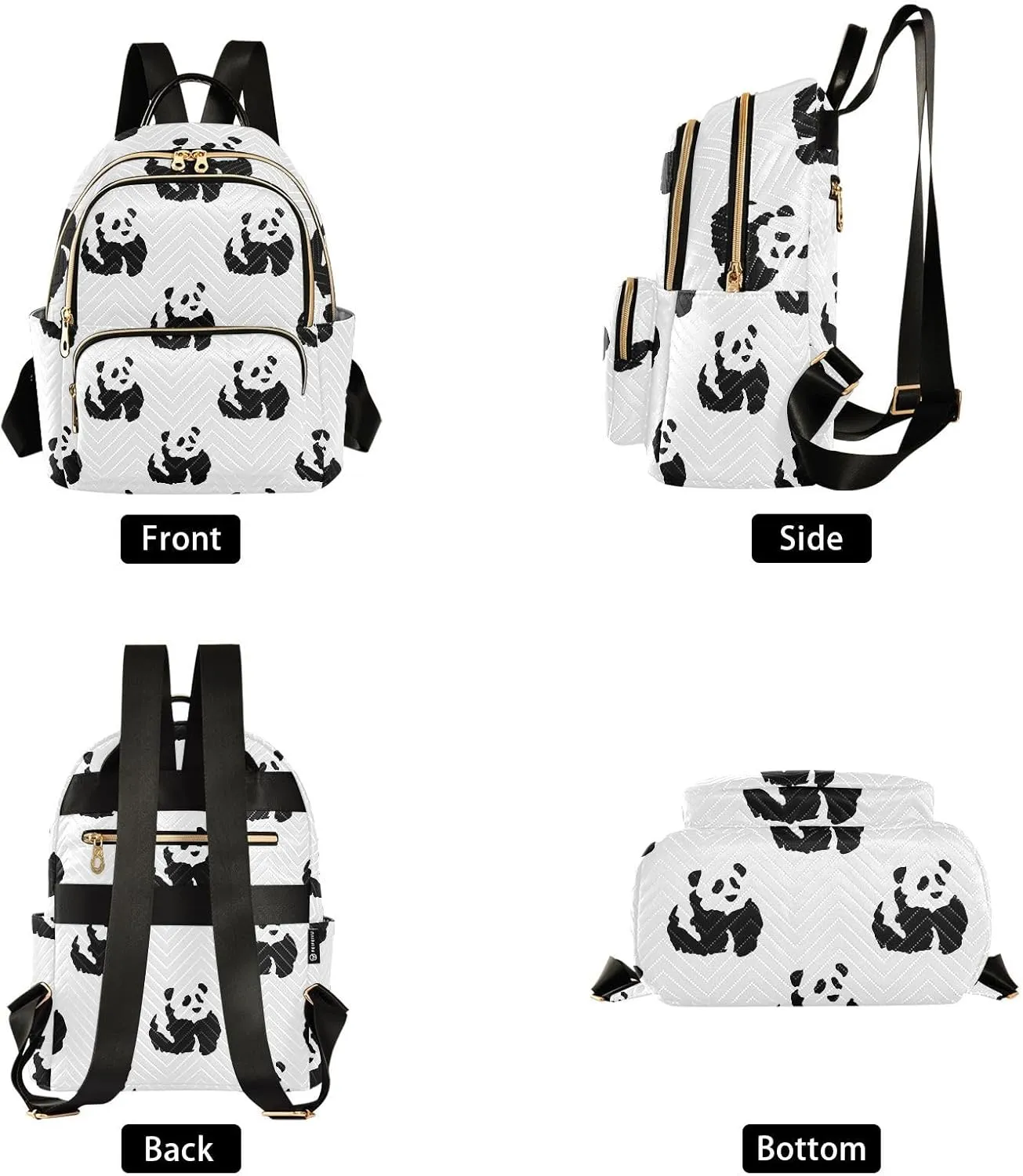 Exnundod Ink Painting Pandas Mini Backpack Purse for Women, Asian Chinese Art Travel Backpack Fashion Backpack Lightweight Shoulder Bag Small Casual Daypack, Small