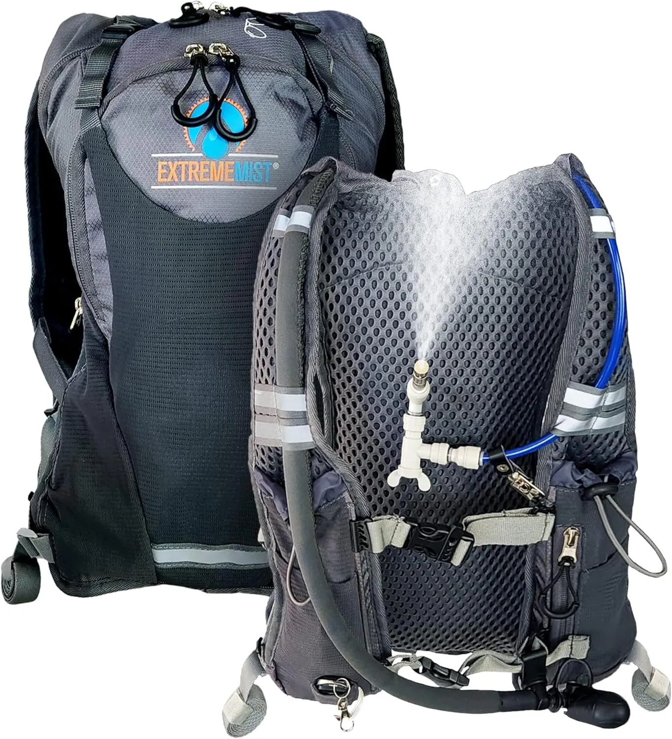 ExtremeMIST Hydration Backpack – Personal Water Mister & Drinking Backpack | 2 Liter Water Reservoir | Keep Cool & Hydrated for Hiking, Cycling, Running, Climbing, & Biking (Gray, Small - Large)
