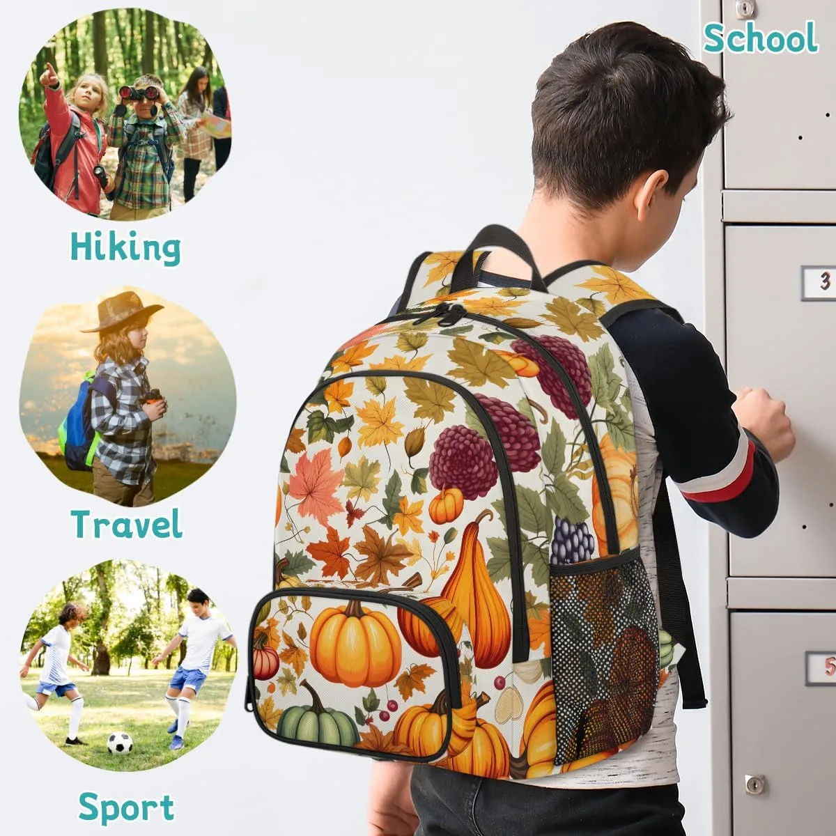 Fall Carry on Travel Backpack for Women Men Water resistant Lightweight Rucksack Backpack for Weekender Casual Work Hiking Pumpkin Autumn Harvest