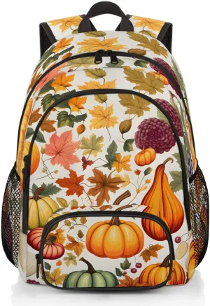 Fall Carry on Travel Backpack for Women Men Water resistant Lightweight Rucksack Backpack for Weekender Casual Work Hiking Pumpkin Autumn Harvest