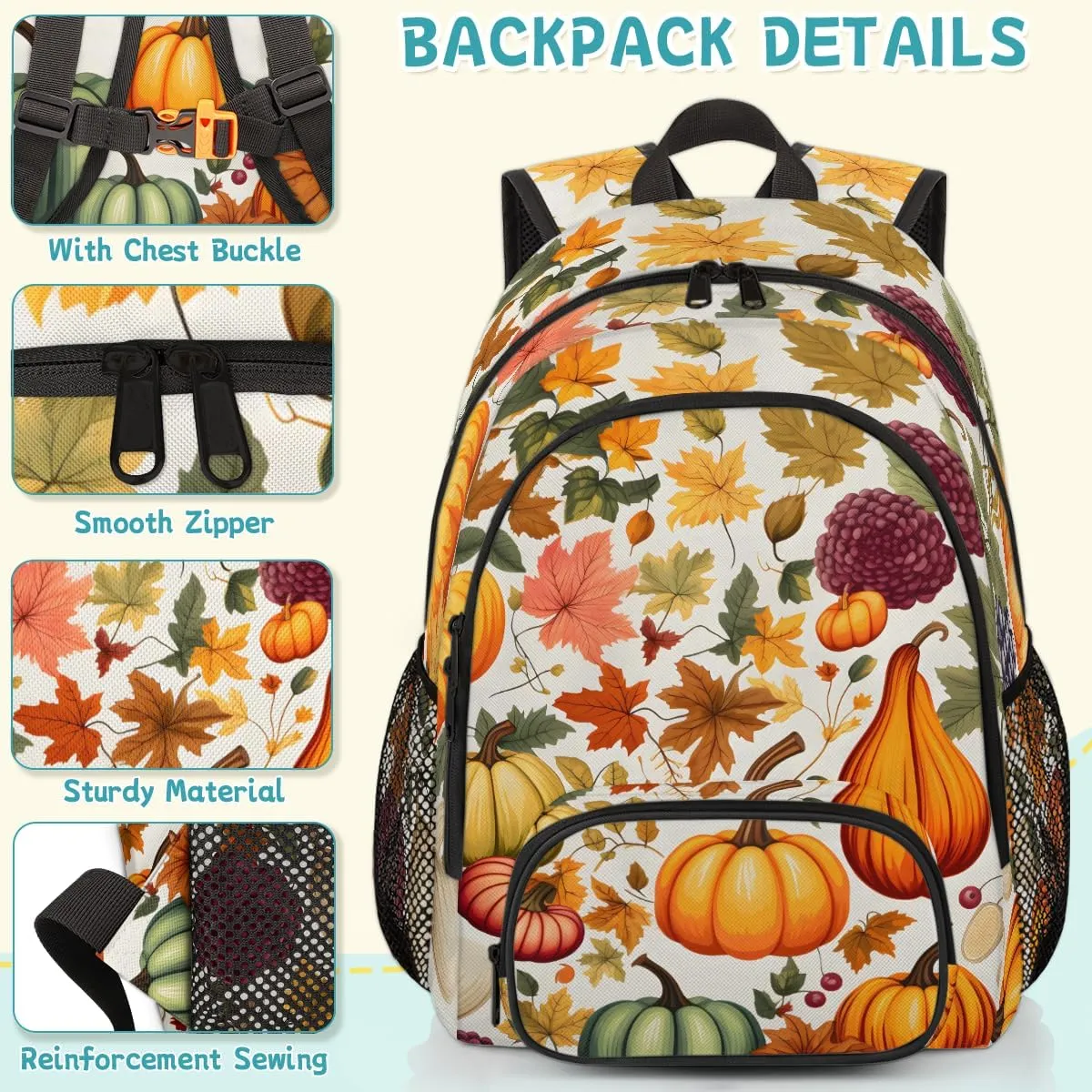 Fall Carry on Travel Backpack for Women Men Water resistant Lightweight Rucksack Backpack for Weekender Casual Work Hiking Pumpkin Autumn Harvest
