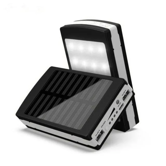 Fashion Solar LED Portable Dual USB Power Bank 5x18650 External Battery Charger DIY Box Case Power Bank kit with LED Light