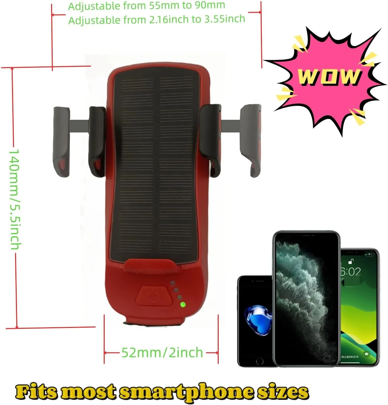 Fay Bless 5 in 1, Solar Bike Light with Phone Holder, Horn