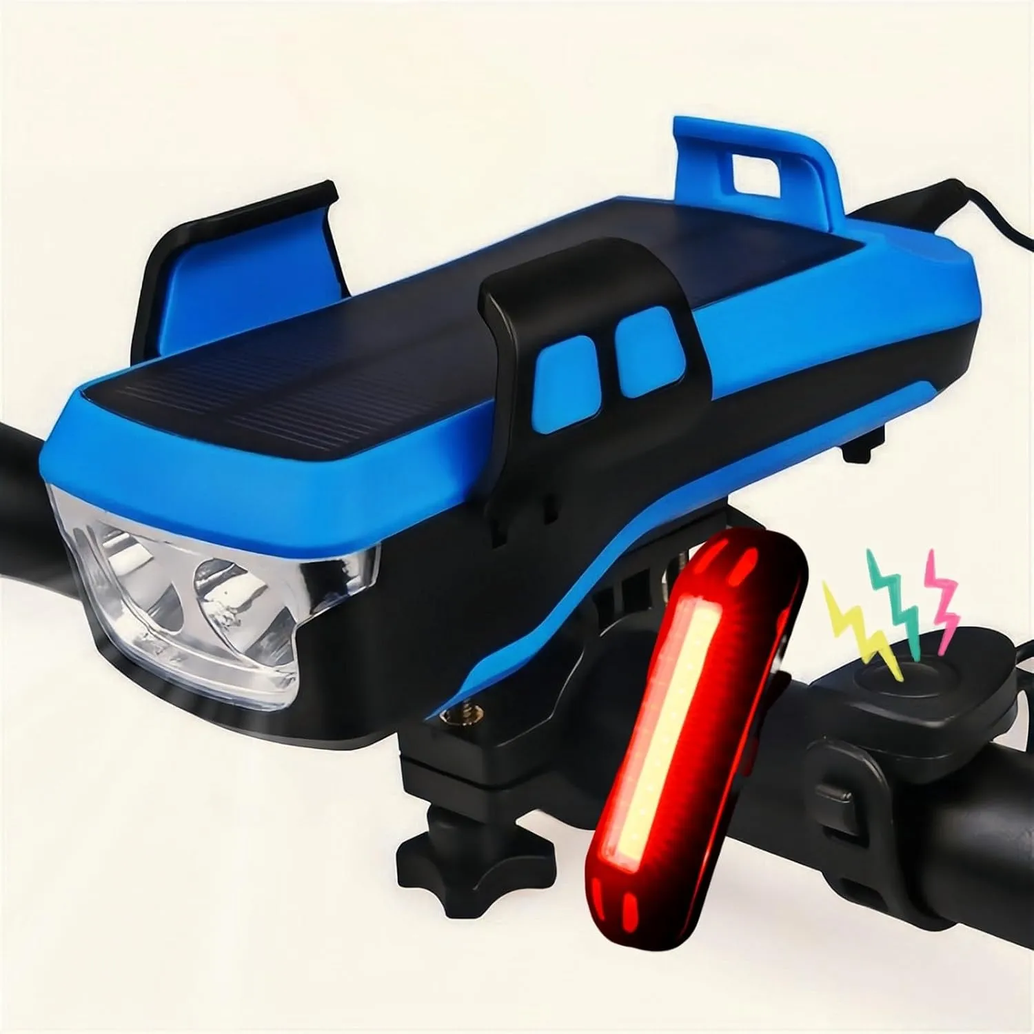 Fay Bless 5 in 1, Solar Bike Light with Phone Holder, Horn