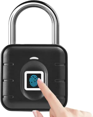 Fingerprint Padlock, Locker Lock, Keyless Biometric Padlock Outdoor Fingerprint Lock Combination Gate Locks for Gym Storage USB Rechargeable - Black Waterproof