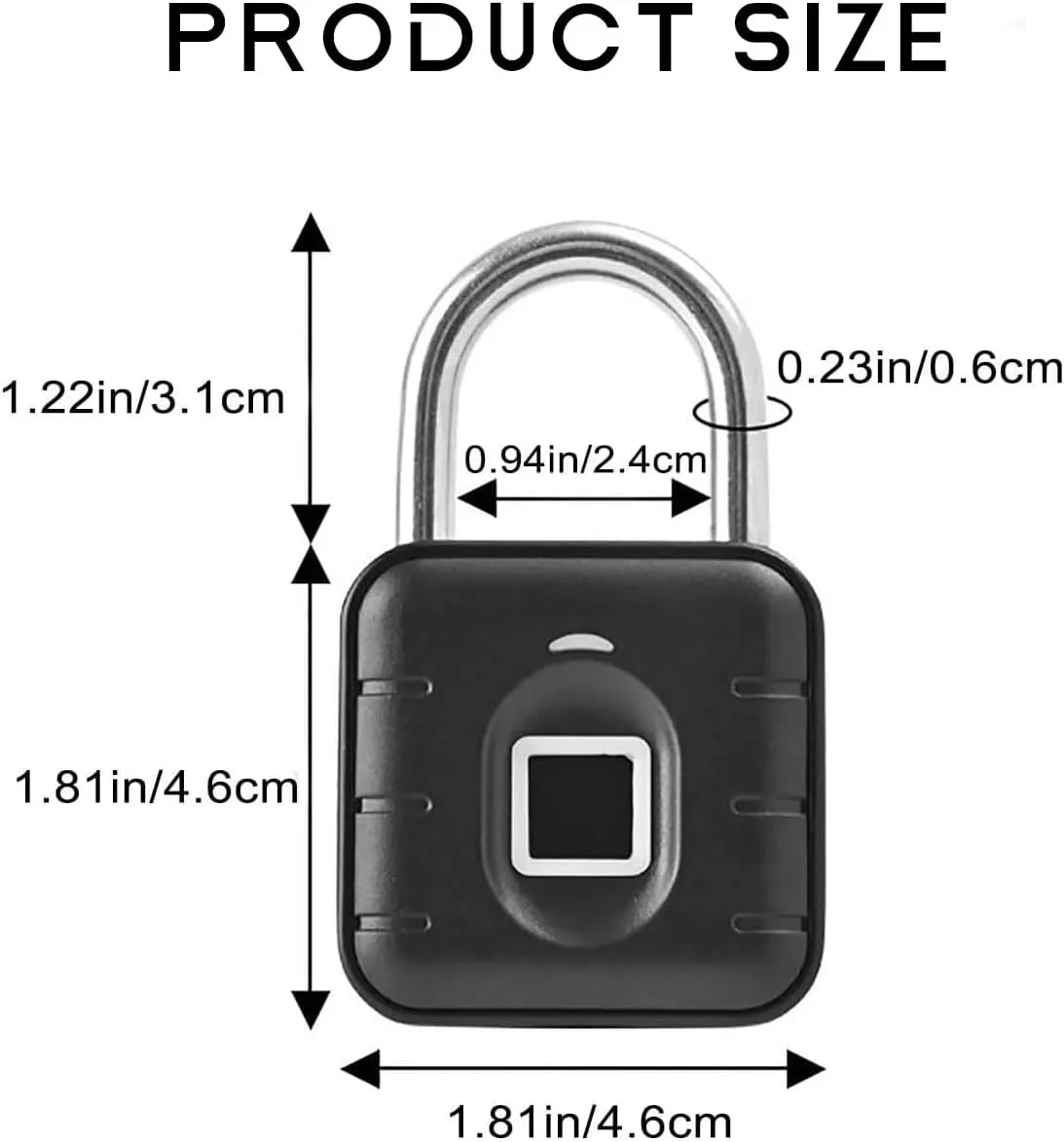 Fingerprint Padlock, Locker Lock, Keyless Biometric Padlock Outdoor Fingerprint Lock Combination Gate Locks for Gym Storage USB Rechargeable - Black Waterproof