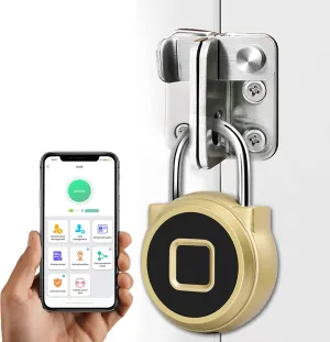 Fingerprint Padlock, Pothunder Smart Padlock, Outdoor Weatherproof Small Lock, Bluetooth Biometric Lock, Padlock Portable USB Rechargeable for Gym, Locker, School, Storage