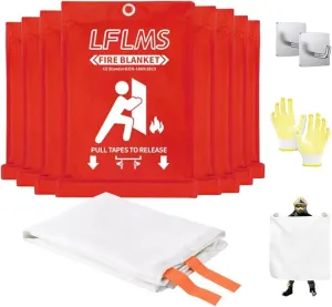 Fire Blankets Emergency for Home, 8 Pack Fire Suppression Blanket, 40” x 40” Fire Blanket for Kitchen, Fireproof Fiberglass Fire Safety Blanket for Office, School, Camping, Grill, Car, Warehouse
