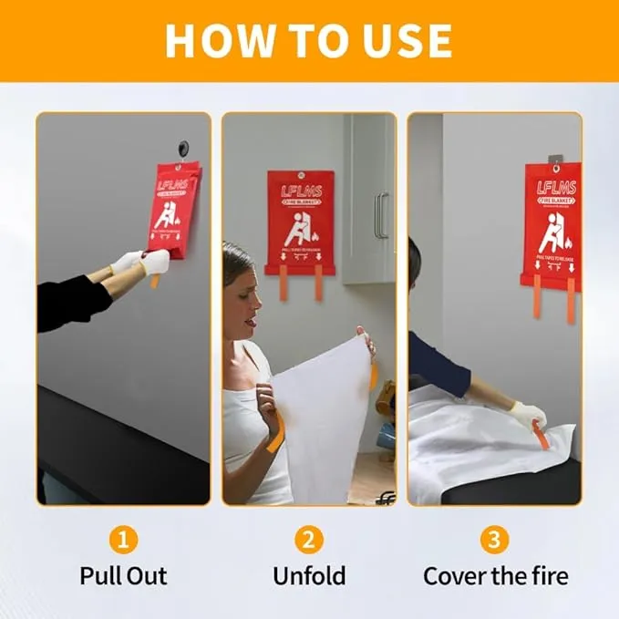 Fire Blankets Emergency for Home, 8 Pack Fire Suppression Blanket, 40” x 40” Fire Blanket for Kitchen, Fireproof Fiberglass Fire Safety Blanket for Office, School, Camping, Grill, Car, Warehouse