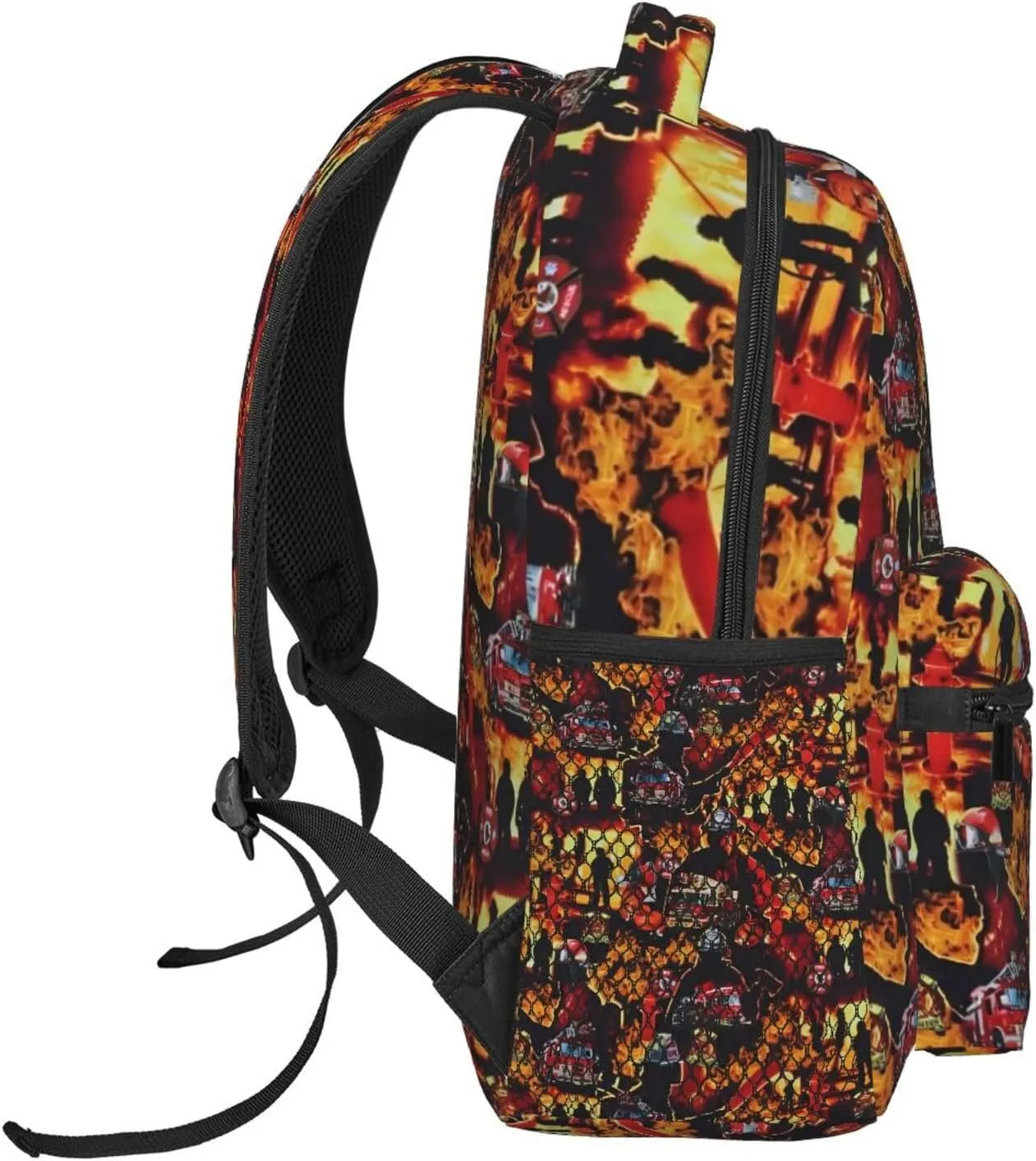 Firefighters Firemen Badges Fire Trucks Flames Backpack Lightweight Laptop Backpack Casual Daypack Travel Double Shoulder Bag For Women Men