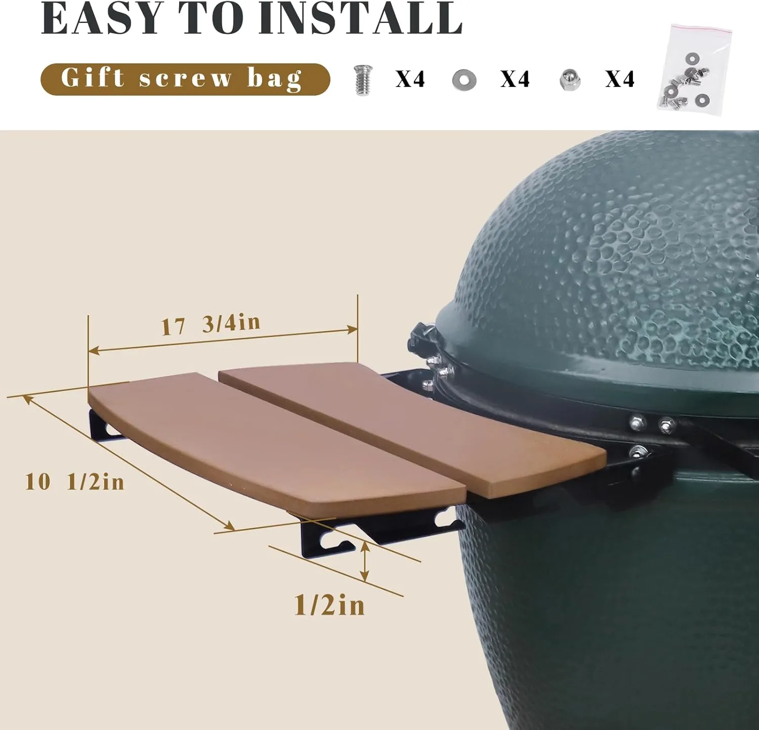 FIRELOOP 2 Slat Side Shelves for Large Big Green Egg Charcoal Grill Table for L Big Green Egg,New Upgrade Grill 2-Slat Side Shelves Table for Large Big Size Green Egg Charcoal Grill Accessories