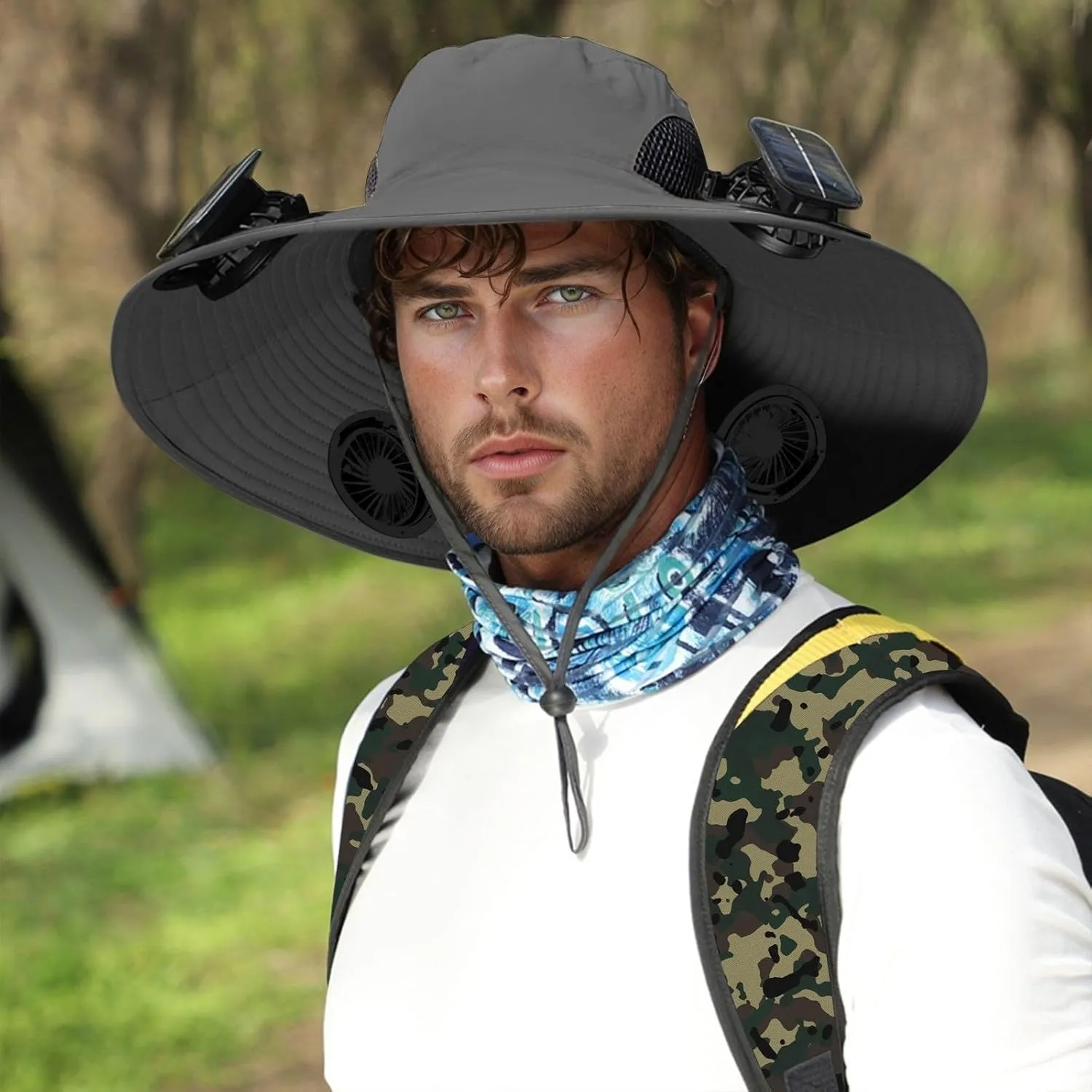 Fishing hat, Solar Powered Fan Hat, Wide Brim Solar Hats Outdoor Fishing, Removable USB Charging Fan 2025