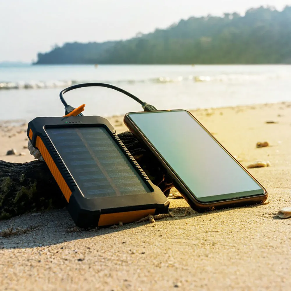 Fleming S20 20000mAh Power Bank with Solar Energy - Black & Orange | 755790