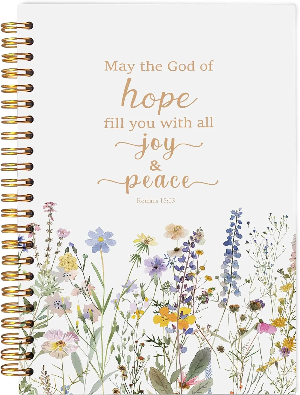 Floral Christian Notebooks for Women, Romans 15:13 Bible Journaling Notebook, Prayer Journal for Woman, Church Notes Notebook, Scripture Hardcover Spiral Notebook 5.5x8.3 Inch