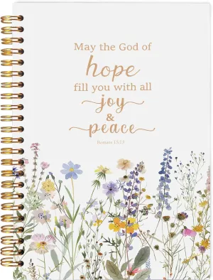 Floral Christian Notebooks for Women, Romans 15:13 Bible Journaling Notebook, Prayer Journal for Woman, Church Notes Notebook, Scripture Hardcover Spiral Notebook 5.5x8.3 Inch