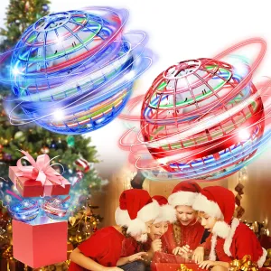 Flying Orb Ball Toys, 2024 Upgraded Hand Controlled Flying Orb Magic Ball, RGB Led Lights Boomerang Spinner, Drone Cool Toys Gift for 6 7 8 9 10 11 12  Years Old Boy Girls Birthday 2-Pack