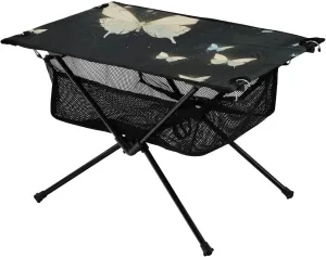 Fold Picnic Table White Butterflies Small Oxford Folding Beach Table with Carry Bag for Outdoor Beach Grill BBQ Travel