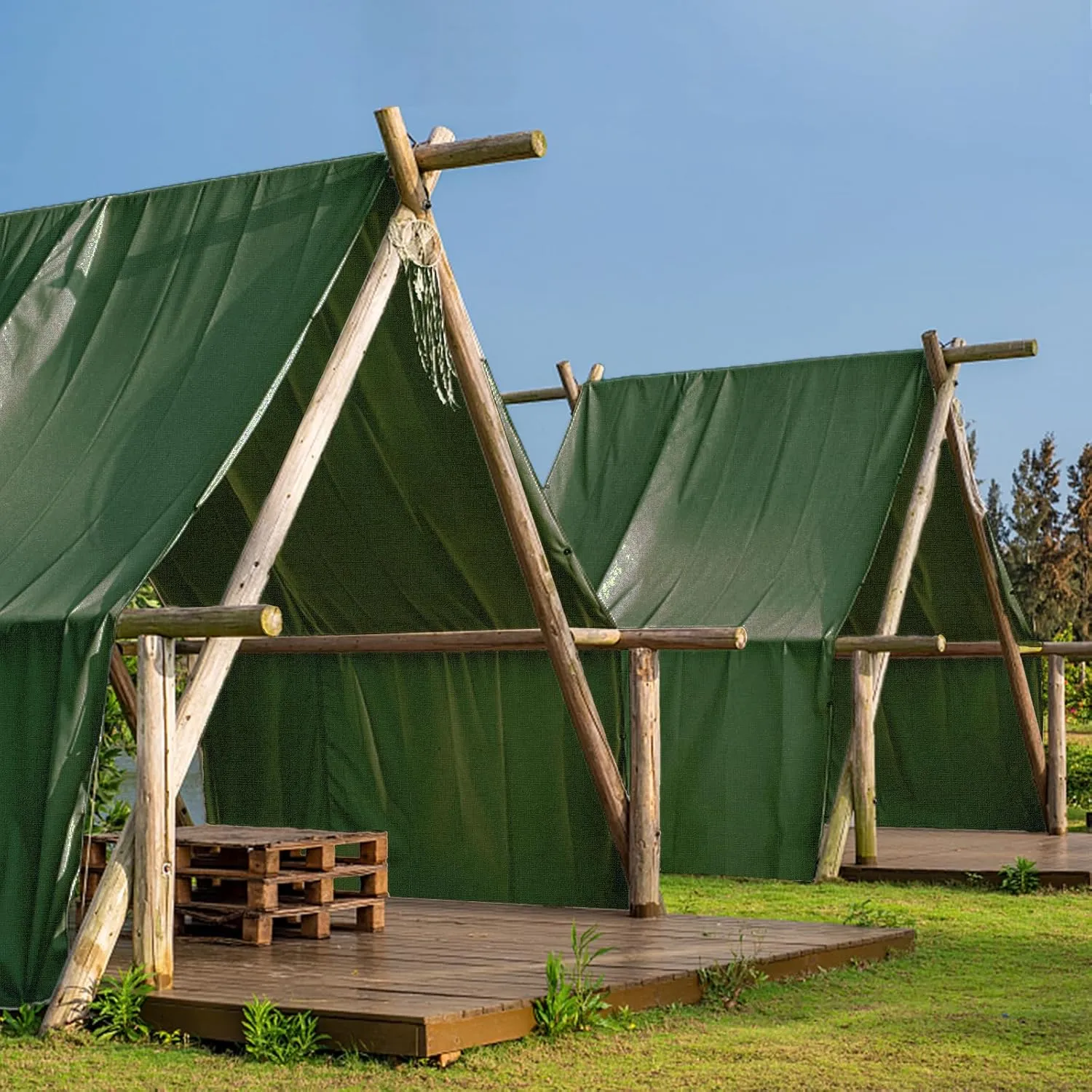 FoundGo Canvas Tarp 20x24ft Heavy Duty Waterresistant Tarps with Grommets, UV Resistant, 22 Mil Tarpaulin,14 oz Durable Cloth Covers for Car, Roof, Boat, Camp, Canopy, Woodpile with Ropes-Green