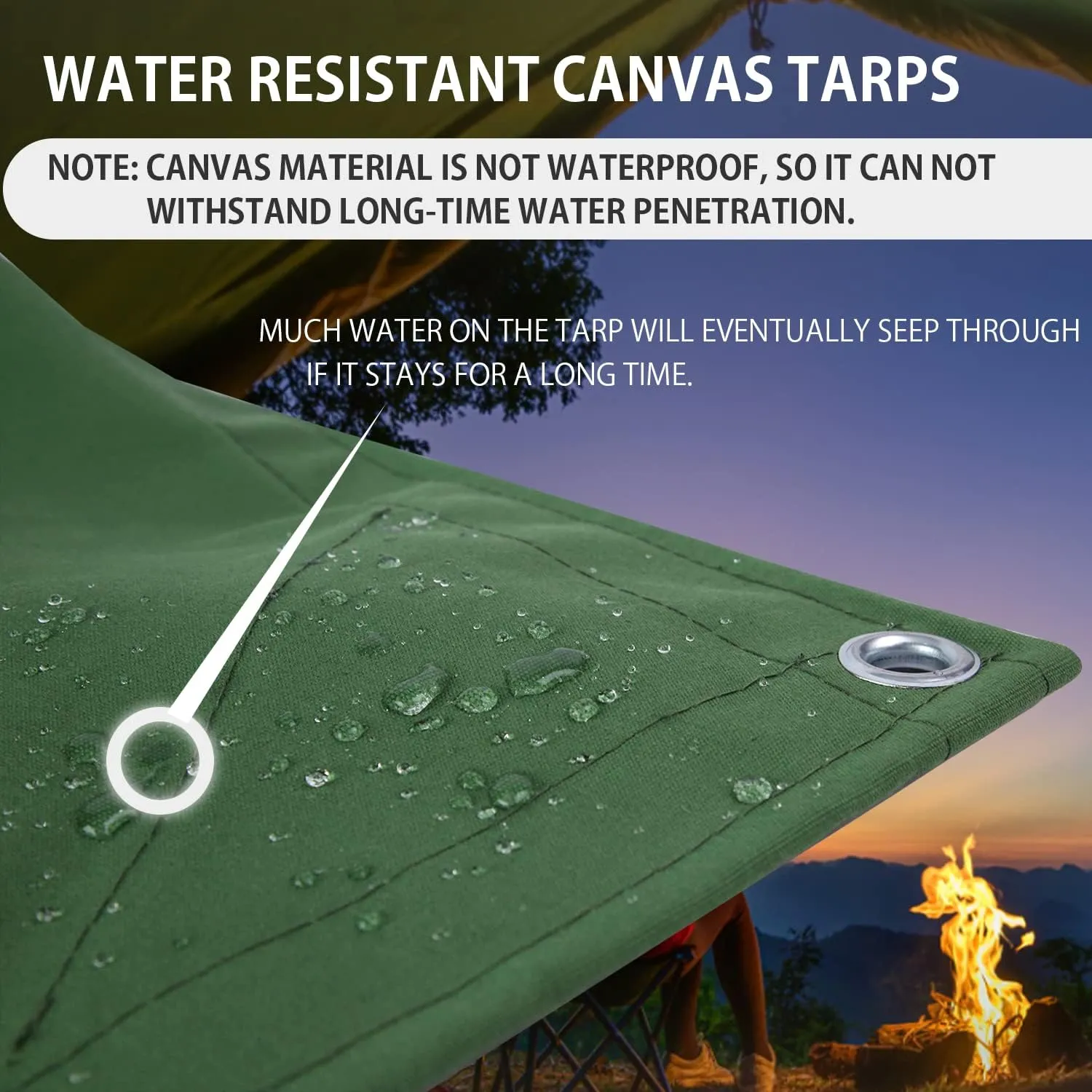 FoundGo Canvas Tarp 20x24ft Heavy Duty Waterresistant Tarps with Grommets, UV Resistant, 22 Mil Tarpaulin,14 oz Durable Cloth Covers for Car, Roof, Boat, Camp, Canopy, Woodpile with Ropes-Green