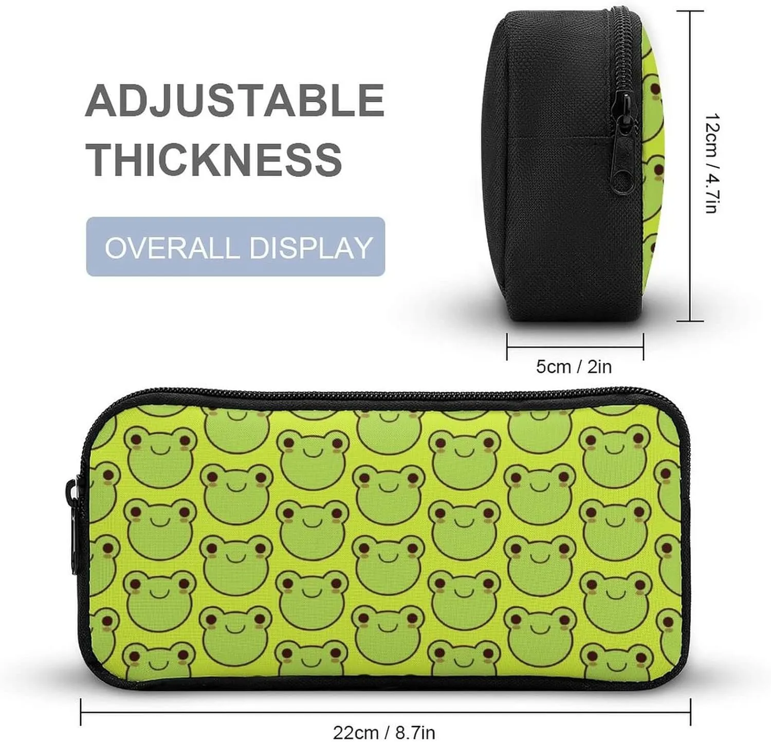 Frog Backpack with Lunch Box & Pencil Case for Kids Girls Boys School, 16 Inch Cute Frogs Bookbag, School Backpack for Students Children, Lightweight, Large Capacity